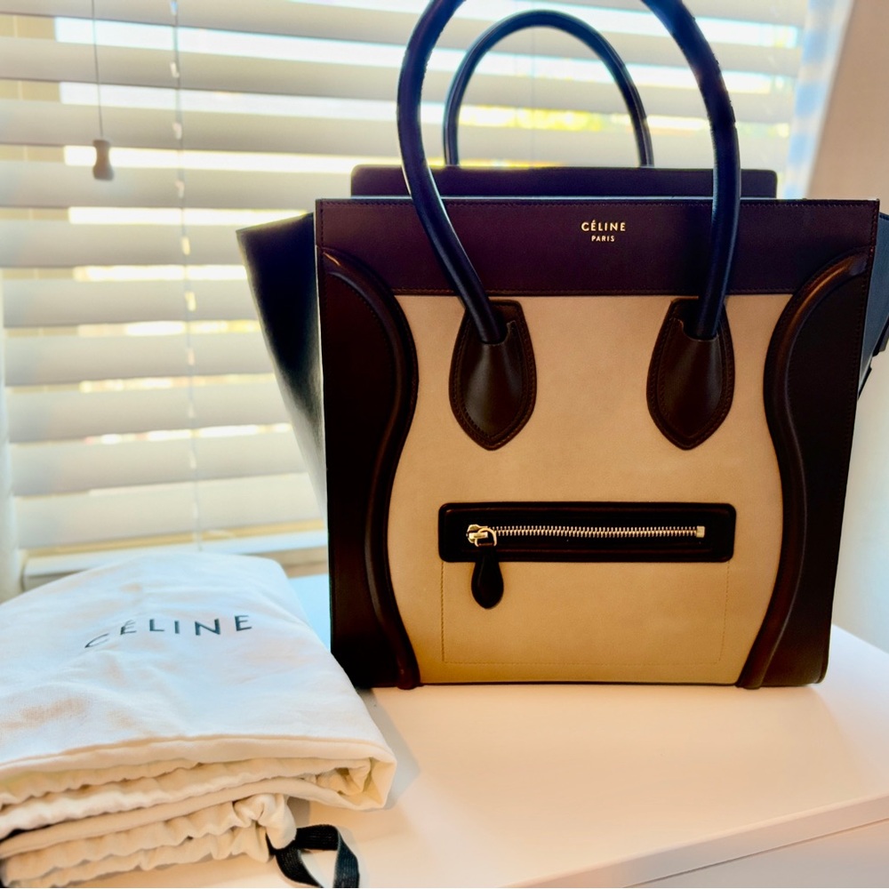 Celine tricolor luggage bag leather mini preowned